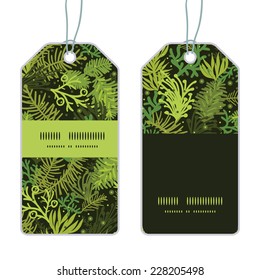 Vector evergreen christmas tree vertical stripe frame pattern tags set
