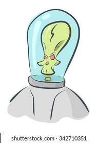 Vector evil alien invader in space helmet 