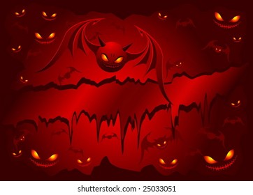 Vector - Evil bats on red background