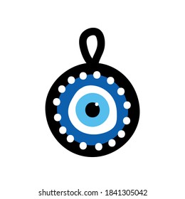 Vector evil eye, nazar amulet pendant sign, symbol. Turkish blue eye-shaped icon. 
