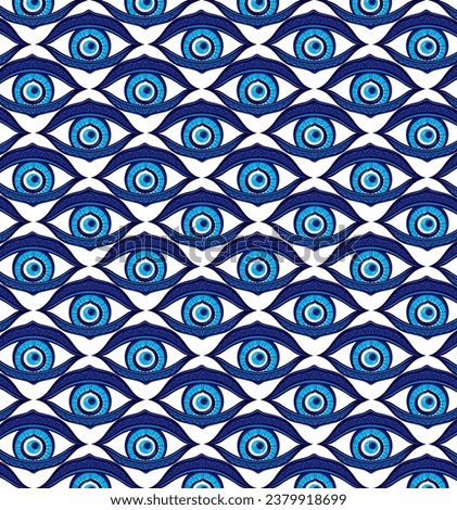 Vector of evil eye - Turkish amulet. Pattern, background.  Turkish evil eye. Mandala greek evil eye. Symbol of protection in Turkey, Greese, Cyprus. Amulet from evil eye. Seamless