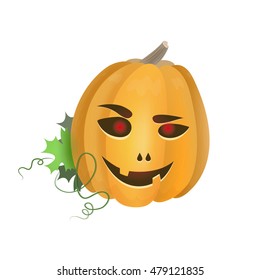Vector evil halloween pumpkin. Vector illustration isolated on white background.