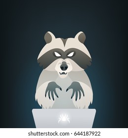 Vector Evil Raccoon Hacker Character Virus Stock Vector (Royalty Free ...