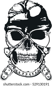 Vector evil skull with mask outline/ Editable Es10.