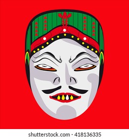 vector evil traditional mask on a red background