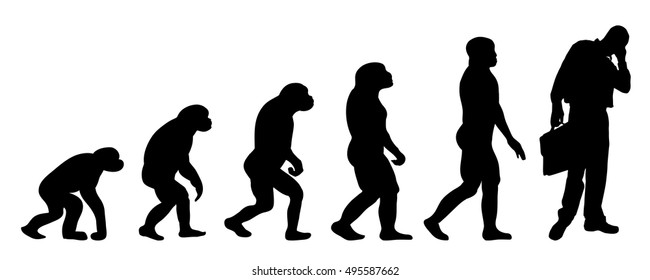 Vector Evolution Business Silhouette On White Background