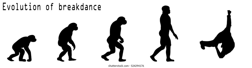 Vector evolution dance silhouette on white background