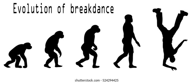 Vector evolution dance silhouette on white background