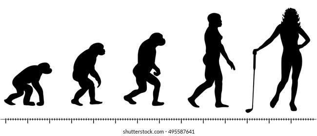 Vector evolution golf silhouette on white background