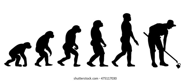 Vector evolution people silhouette on white background