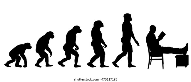Vector evolution people silhouette on white background