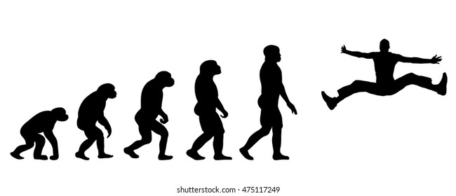 Vector evolution sport silhouette on white background