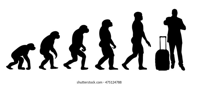 Vector evolution travel silhouette on white background