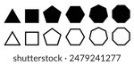 vector evolution of triangular, quadrilateral, pentagonal, hexagonal, hexagonal and octagonal shapes.