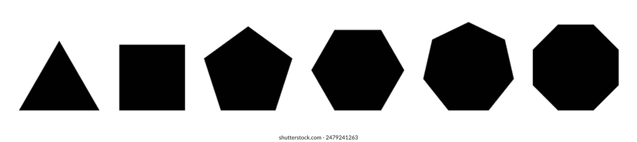 vector evolution of triangular, quadrilateral, pentagonal, hexagonal, hexagonal and octagonal shapes.