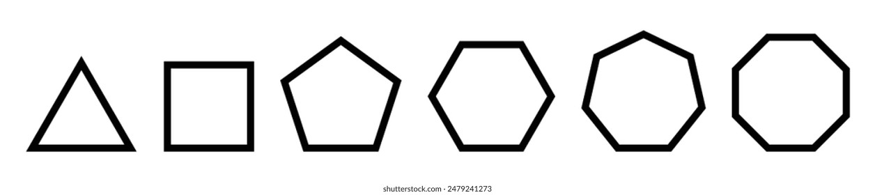 vector evolution of triangular, quadrilateral, pentagonal, hexagonal, hexagonal and octagonal shapes.