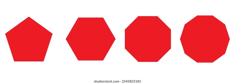 evolução vetorial de formas triangulares, quadrilaterais, pentagonais, hexagonais, hexagonais e octogonais. 333