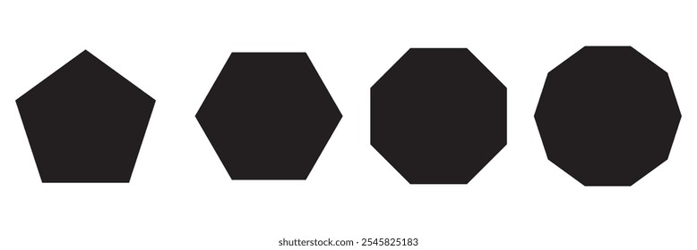 evolução vetorial de formas triangulares, quadrilaterais, pentagonais, hexagonais, hexagonais e octogonais. 333