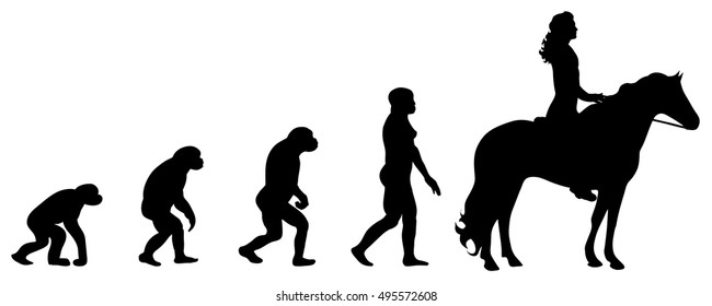 Vector evolution woman silhouette on white background