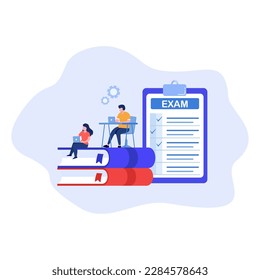 Vector exam concept examination online test answer checklist student