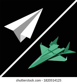 Vector example of  origami paper airplane
