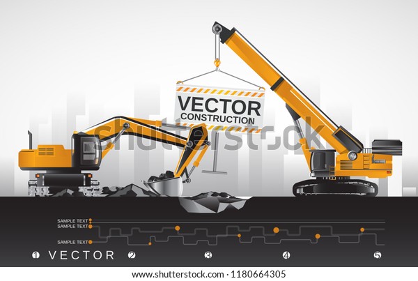 Vector Excavator Boom Crane Construction Equipment Stock Vector ...