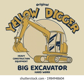 vector excavator illustration for t shirt prints