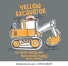 Ilustración de la excavadora de vectores para impresiones de camisetas