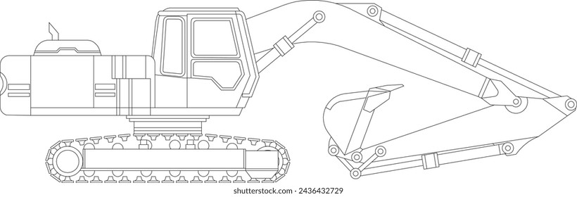 Excavadora de vector sobre fondo blanco