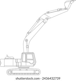 Excavadora de vector sobre fondo blanco