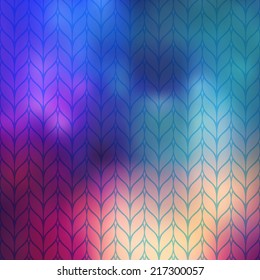 vector excellent blurred colorful background with knitting patterns. eps10