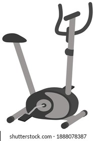 Vector Excercise Bike Illustration Isolated On White Background. Sport Gym Club Professional Equipment. Stationary Exercise Bike For Training Workout, Cardio Trainer, Modern Sportive Accessory