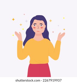 Vector excited expression woman cartoon
