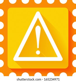 Vector Exclamation Danger Icon in Flat Design with Editable Long Shadow. EPS10.