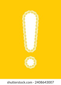 Vector exclamation mark on a yellow background created by a bicycle chain