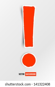 Vector exclamation mark. Red and white sign