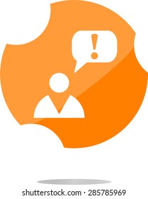 vector exclamation mark sign icon with man. Help symbol. FAQ sign. style buttons