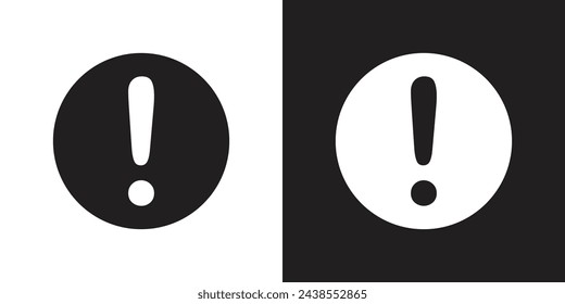 símbolo de signo de exclamación vectorial blanco y negro