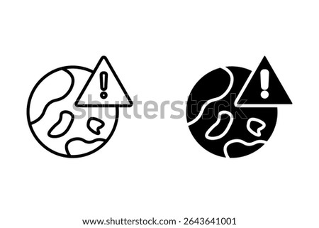 vector exclamation mark world globe icon sign isolated on white background