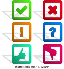 Vector exclamation and question elements.