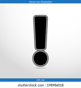 Vector exclamation web flat icon. Isolated on white.