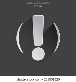 Vector exclamation web flat icon background. Eps 10.