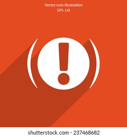 Vector exclamation web flat icon background. Eps 10.