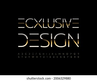 Vector Diseño Exclusivo Fuente Gold. Fuente elegante y brillante. Juego de letras y números metálicos premium
