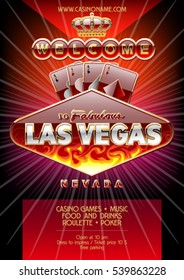 Exklusiver Vektor-Flyer für eine Party im Casino in Las Vegas