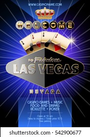 Vector exclusive flyer for party in casino in Las Vegas