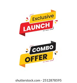 Vector exclusive launch and combo offer design-labels set design. Vector illustration for social media. vector sticker.