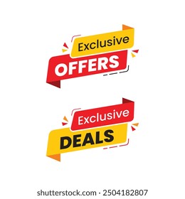 Vector exclusive offers and exclusive deal design-labels set design. Vector illustration for social media. Red yellow color combination sticker.