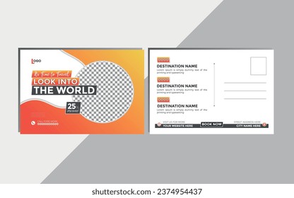 Vector exclusive travel postcard or trendy abstract advertising tourism eddm print template design