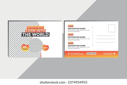 Vector exclusive travel postcard or trendy abstract advertising tourism eddm print template design